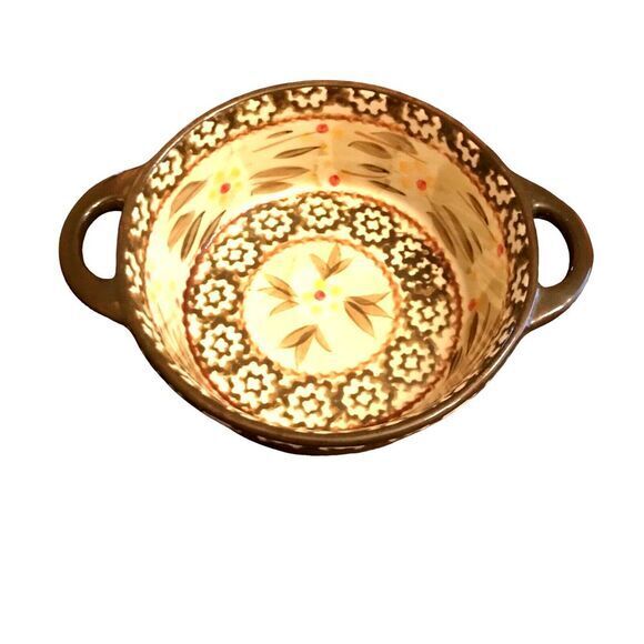 Temptations Old World Brown Rem Round Mini Bowl With Handles Holds‎ 10 Ounces - Picture 3 of 5